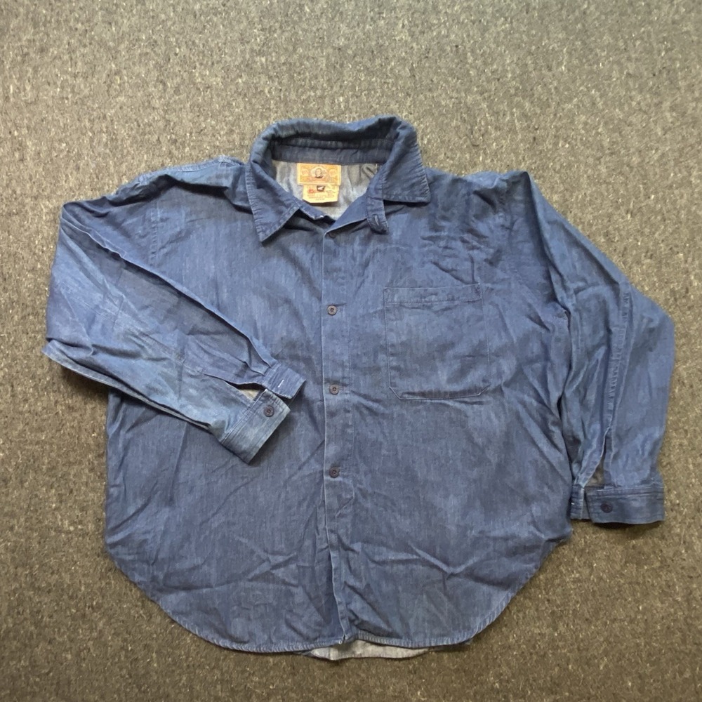 VTG Bis Bis Outdoors Button Up Pocket Shirt Men's Sz M Distressed‎ Made In USA